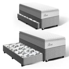 Cama Box com Colchão de Molas Ensacadas Pillow Top Flora + Auxiliar de