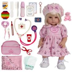 Boneca Reborn 100% Silicone Infantil Grande Adora Loira Luxo - Cegonha