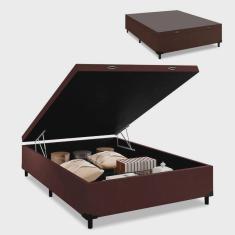 Cama Box com Baú Casal com 38cm de Altura Prince Suede Marrom