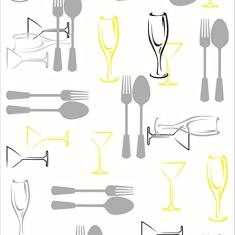 Papel De Parede Lavável Talheres De Fundo Branco 9m