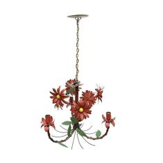 Luminária de Teto Artesanal Para Sala de Jantar com Flores 03 Bocas