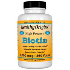 Biotin Biotina 5,000 Mcg (360 Vcaps) Healthy Origins Now Life Importad