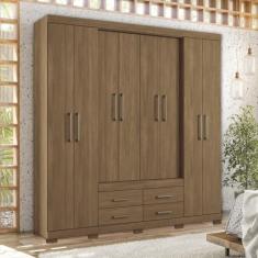 Guarda-roupa Casal 8 Portas 4 Gavetas Nápoles com Pés Jatoba
