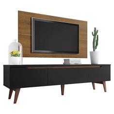 Rack Madesa Reims e Painel para TV até 55 Polegadas 2 Portas e 1 Gaveta - Rustic/Preto