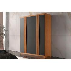 Guarda Roupa Solteiro 4 Portas e 2 Gavetas c/ Pés Grécia Naturale/Grafite - Rufato