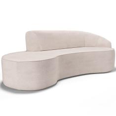 Sofá 3 Lugares Curvo Sala De Estar Living Firenze Direito D02 Linho Cru 210 Cm D-461