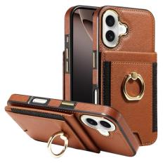 S. Tedazo Capa carteira compatível com iPhone 16 Plus com suporte para cartão de crédito e suporte de anel de rotação de 360°, capa flip de couro com bloqueio RFID à prova de choque para iPhone 16