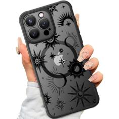 SEXYMOM Capa magnética para iPhone 15 Pro - compatível com carregamento sem fio, capa militar testada contra quedas, lindo design floral para mulheres e meninas, capa de telefone fosca translúcida de