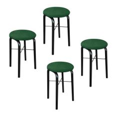 Kit 04 Banquetas Baixa Manu Suede Verde - D'ROSSI