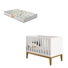 Berço Americano New Classic Branco com Pés Madeira e Colchão Gazin – Reller