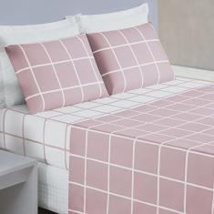 Jogo de Cama Com Lençol de Cima 200 fios Austin Casal 04 Peças - Rosa