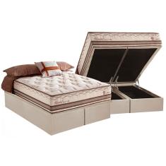 Cama Box Baú King: Colchão Molas MasterPocket Ensacadas Herval Istambul + Base crc Suede Bege (193x203)