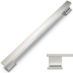 COTYKILEY Pacote com 10 puxadores de armário de níquel acetinado escovado de 192 mm puxadores de armário de cozinha puxadores de porta de armário de cozinha ferragens de armário puxadores de gaveta puxadores de cômoda