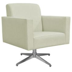Poltrona Decorativa com Base Giratória Para Sala de Estar Helô Linho B