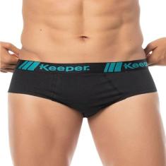 Cueca Slip Adulto Keeper Algodão Kit Com 15 Peças, Preto, G