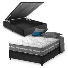 Cama Box Baú Casal Preto Colchão Molas Ensacadas Zidi Miami 138x188x64