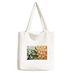 Sacola de lona com imagem de abacaxi e frutas tropicais frescas bolsa de compras casual