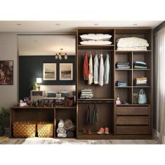 Guarda Roupa Closet Modulado sem Portas 2 Peças, 3 Gavetas, 2 Cabideiros Prime Luciane Móveis