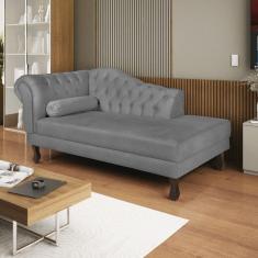 Diva Recamier Dora 185cm Lado Direito Suede Cinza