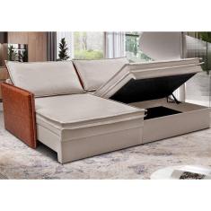 Sofá Sem Caixa Retrátil Baú 1,75m Cama inBox Grace. Tecido Linho e Courino
