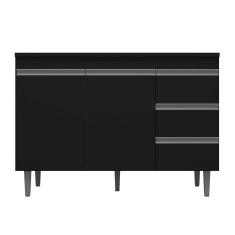 Balcão de Cozinha Madrid para Pia de 120cm Preto - Montanaris Decor