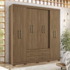 Guarda-roupa Casal 8 Portas 4 Gavetas Nápoles com Pés Jatoba