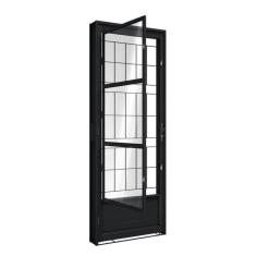 Porta de Aço de Giro com Postigo e Grade Quadrada 215x85cm Aço Pronto Riobras Preto