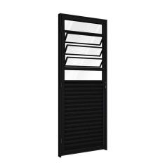Porta de Aluminio de Giro Mista com Basculante 215x85cm Riobras Preto