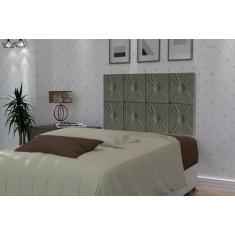 Painel De Cama Box Botão Solteiro 0,90 Elegance Cor Cinza - Comprar Mó