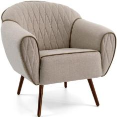 Poltrona Decorativa Sala de Estar Pés Palito Sacha Tressê Rústico - Gr