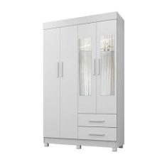 Guarda Roupa Solteiro 4 Portas 2 Gavetas Com Espelho Copacabana New Be