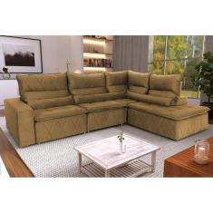 Sofá De Canto Amsterdam Bege Molas Retrátil Reclinável - King House