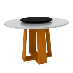Mesa De Jantar Redonda Isabela 1,35M Com Tampo Giratório Ypê/Off White