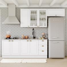 Cozinha Compacta De 4 Peças C/ Aéreo Para Geladeira Branco