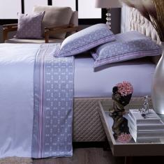 Jogo De Cama Atrina Branco/Cinza Casal 04 Peças 180 Fios