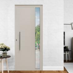 Porta De Alumínio Lambril 210X100Cm Com Visor E Puxador Lado Esquerdo Branco