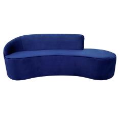 Sofá Decorativo 3 Lugares 210Cm Abby Encosto Esquerdo Curvo Veludo Azul Marinho G15 - Gran Belo