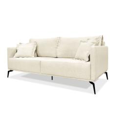 Sofá 2 Lugares Pé De Ferro Preto Rafaela 160 Cm Linho S04 - D'rossi Cor Natural