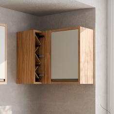 Armário Aéreo De Cozinha Canto Reto Com 1 Porta E Mini Adega 100% Mdf Barbados Espresso Móveis Amêndoa-off White