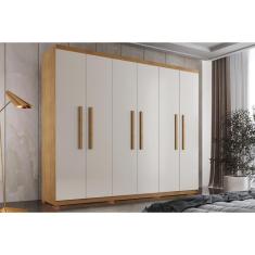Guarda Roupa Solteiro 6 Portas E 2 Gavetas C- Pés Espanha Naturale-off White Rufato