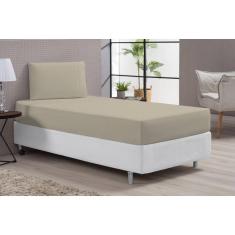 Lençol cama solteiro cor bege macio e confortável 400 fios