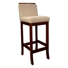 Banqueta Alta para Bancada Turim Madeira Castanho Linho Bege CCS