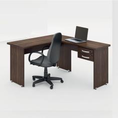 Mesa Em L Escritório Alfama Marrom