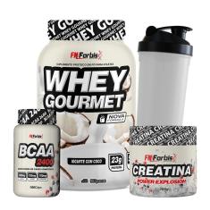 Kit Whey Protein Gourmet + Creatina 300g + BCAA 100 cáps + Coqueteleira - FN Forbis Nutrition-Unissex