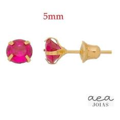 Brincos Adulto/infantil Com Pedra Zircônia 5mm Ouro 18k - Aea Jóias, V