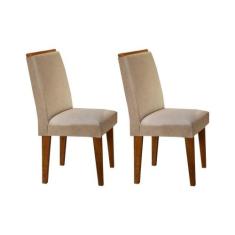 Cadeira Sala de Jantar Lunara Kit 2 Un Imbuia/Linho Turim - Rufato