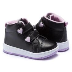 Tênis Cano Alto Infantil Menina Calce Fácil Coração Pequito-Feminino