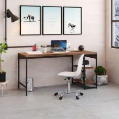 Escrivaninha Mesa Escritório com Estante Baixa Estilo Active 2 Pratele