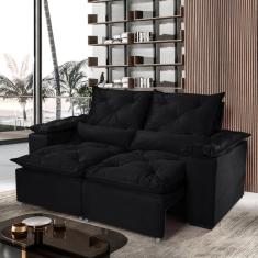 Sofá Retrátil e Reclinável 3 Lugares Grécia K52 Kasacomigo Estofados Preto