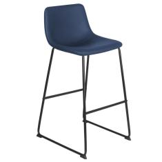 Banqueta Alta Estofada Industrial Vintage Azul